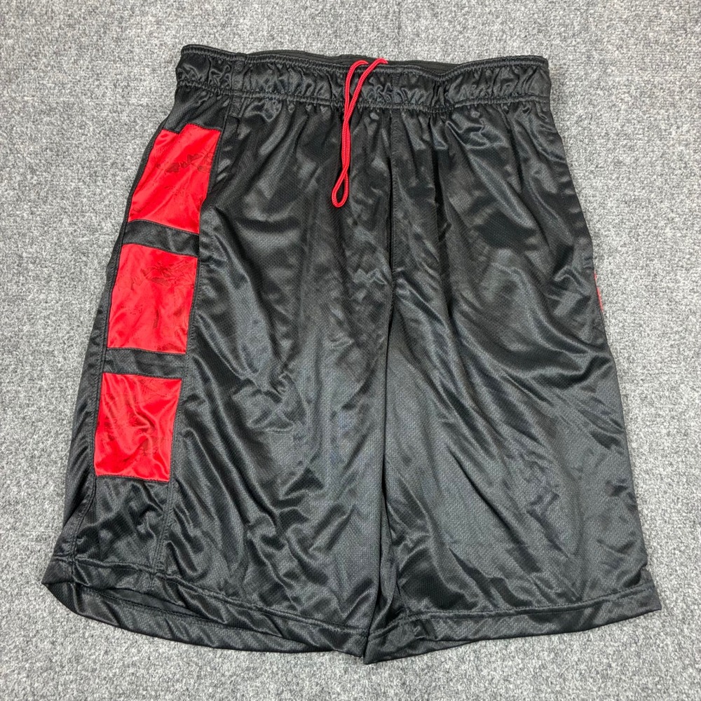 Spalding Mens Basketball Shorts Size XL Black Red Mesh Athletic Gym Activewear